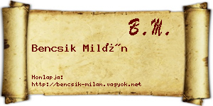 Bencsik Milán névjegykártya