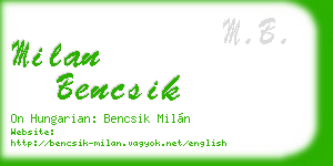 milan bencsik business card