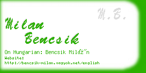 milan bencsik business card